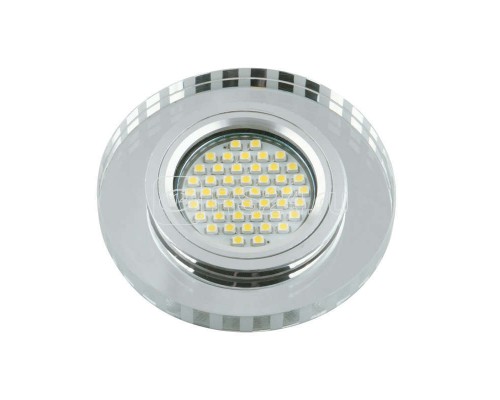 Светильник декоративный встраиваемый DLS-L127 GU5.3 CHROME/GLASSY Luciole без лампы GU5.3 доп. светодиод. подсветка 3Вт основание металл; хром; отделка стекло зеркальный Fametto UL-00001413