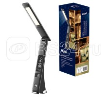 Светильник настольный TLD-567 Black/LED/300Lm/4500K/Dimmer с часами календарем термометром 6Вт сенсорный выкл. диммер Uniel UL-00006770