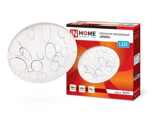 Светильник светодиодный DECO ОРИОН 36Вт 230В 4000К 2340лм 350мм IN HOME 4690612025070