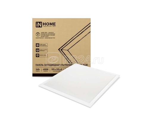 Светильник светодиодный LP-02-SLIM 36Вт 230В 4000К 3000лм 595х595х8мм IP40 без ЭПРА панель бел. IN HOME 4690612031262