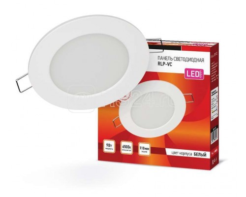 Светильник светодиодный RLP-VC 9Вт 230В 6500К 630лм 118мм IP40 панель круглая бел. IN HOME 4690612024523