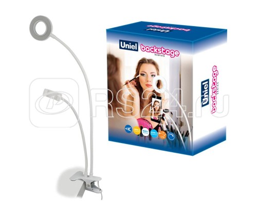 Светильник светодиодный ULK-F51-8W/SW/DIM IP20 WHITE с диммером и штативом для телефона 3000К/4000К/6500К бел. Uniel UL-00006867