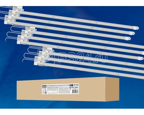 Светильник светодиодный для растений ULY-P90-10W/SPFR/K CLEAR AC220V KIT09 600мм IP65 линейный спектр для фотосинтеза (уп.9шт) Uniel UL-00003852