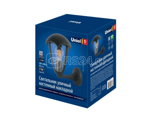 Светильник светодиодный уличный UUL-S80A 60W/E27 IP54 BLACK под лампу Е27 архитектурный накладной корпус черн. Uniel UL-00006812