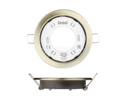 Светильник ультратонкий встраиваемый GX53/H2 ANTIQUE BRASS 10 PROM (уп.10шт) корпус античная бронза Uniel UL-00005056