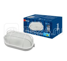Светильник влагозащищенный UWL-O02 100W/E27 IP54 WHITE Овал/Решетка под лампу Е27 Uniel UL-00006774