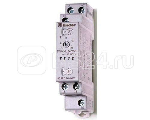 Таймер модульный мультифункциональный (AI DI SW BE CE DE) 24240В AC/DC 1CO 8А 17.5мм регулировка времени 0.1с24ч IP20 FINDER 805102400000PAS