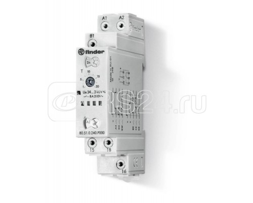 Таймер модульный мультифункциональный (AI DI SW BE CE DE) 24240В AC/DC 1CO 8А 17.5мм регулировка времени 0.1с24ч безвинт. клеммы push-in IP20 FINDER 80510240P000
