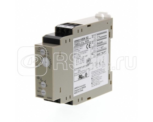 Таймер полупроводниковый H3DK-S2 AC/DC24-240 OMI 4 режимный сдвоенный переключающий контакт DPDT напряжение питания 24..240В AC/DC Omron 668622