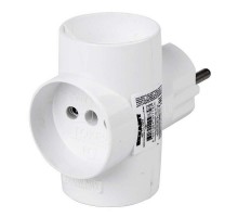 Тройник электрический 16А без заземл. бел. Rexant 11-1077