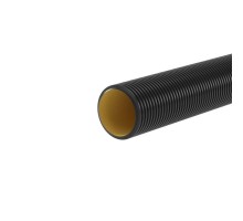 Труба гофрированная двустенная ПНД d200 жесткая 8кПа с муфтой SN8 750Н черн. (уп.6м) DKC 160920A-8K