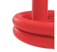 Труба гофрированная двустенная ПНД d90 без протяж. с муфтой SN8 450Н красн. (уп.50м) DKC 120990