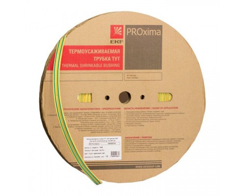 Трубка термоусадочная ТУТ 40/20 жел. (уп.50м) EKF tut-40-yg