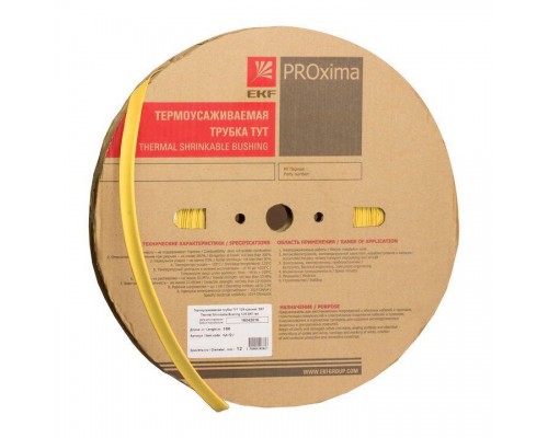 Трубка термоусадочная ТУТ 40/20 желт. (уп.50м) EKF tut-40-y