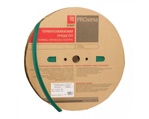 Трубка термоусадочная ТУТ 50/25 зел. (уп.50м) EKF tut-50-j