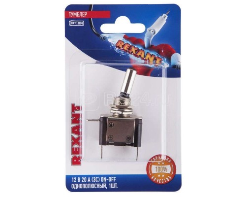 Тумблер 12В 20А (3c) ON-OFF 1п с красн. LED подсветкой (ASW-07D) блист. Rexant 06-0332-B