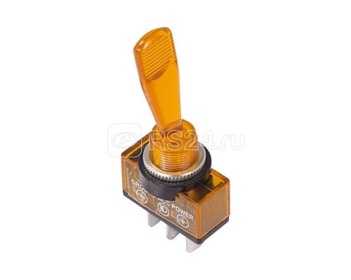 Тумблер 12В 20А (3с) ON-OFF 1п с жел. подсветкой (ASW-13D) Rexant 36-4372