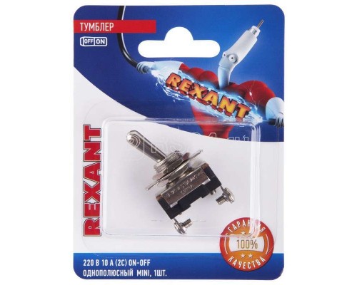 Тумблер 220В 10А (2c) ON-OFF 1п Mini (ASW-23) блист. Rexant 06-0330-A