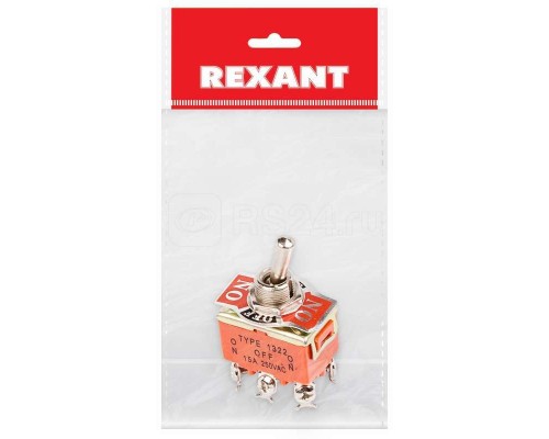 Тумблер 250В 15А (6c) ON-OFF-ON 2п (KN-203) (инд. упак.) Rexant 36-4132-1