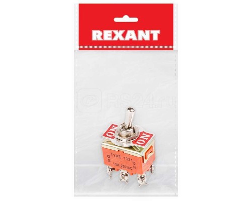 Тумблер 250В 15А (6c) ON-ON 2п (KN-202) (инд. упак.) Rexant 36-4131-1