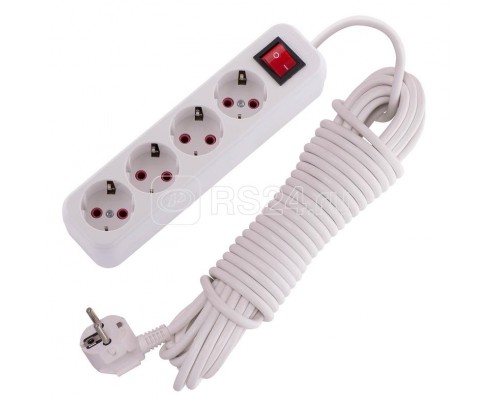 Удлинитель 4х10м с заземл. 16А IP20 с выкл. LEZARD 720-0410-402