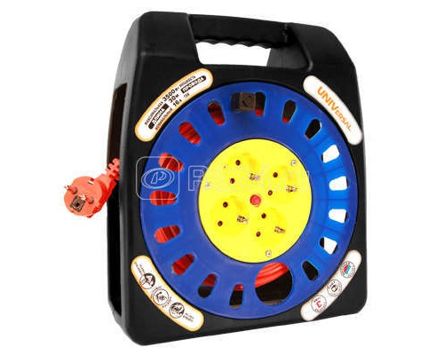 Удлинитель 4х40м с заземл. 16А IP20 У16-012 термо ПВС 3х1 в закрытом корпусе защ. шторки UNIVersal 1675