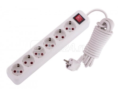 Удлинитель 6х5м с заземл. 16А IP20 с выкл. LEZARD 720-0605-602