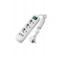 Удлинитель LETITIA 3х2м с заземл. с выкл. с USB разъемом LEZARD 721-0302-302U