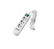 Удлинитель LETITIA 3х3м с заземл. с выкл. с USB разъемом LEZARD 721-0303-302U