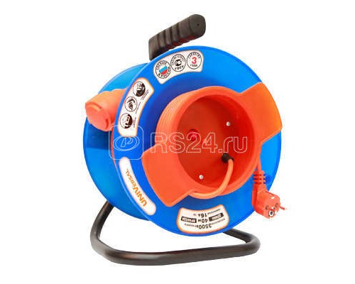 Удлинитель на катушке 1х20м без заземл. 10А IP44 У10-028 термо ПВС 2х0.75 вын. роз. UNIVersal 9633263