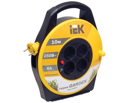 Удлинитель на катушке 4х10м без заземл. 6А IP20 УК10 Garden с термозащ. 2х0.75 ИЭК WKP23-06-04-10