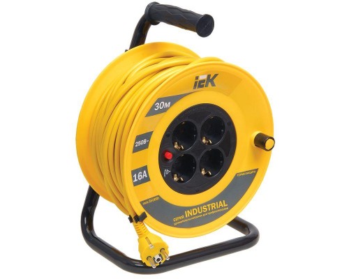 Удлинитель на катушке 4х30м с заземл. 16А IP20 УК30 Industrial с термозащ. 3х1.5 ИЭК WKP15-16-04-30