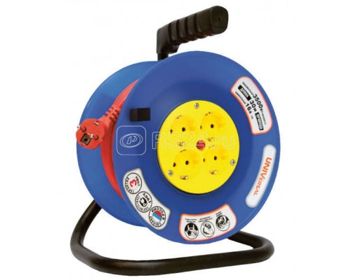 Удлинитель на катушке 4х30м с заземл. 6А IP44 ВЕМ-250 термо ПВС 3х0.75 розетки с защ. шторками UNIVersal 1680