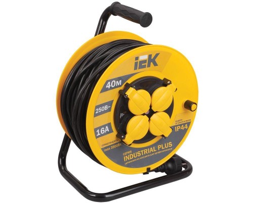 Удлинитель на катушке 4х40м с заземл. 16А IP44 УК40 Industrial plus с термозащ. 3х1.5 ИЭК WKP15-16-04-40-44