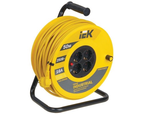 Удлинитель на катушке 4х50м с заземл. 16А IP20 УК50 Industrial с термозащ. 3х1.5 ИЭК WKP15-16-04-50