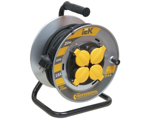 Удлинитель на мет. катушке 4х20м с заземл. 16А IP44 УК20 Professional с термозащ. КГ 3х1.5 ИЭК WKP16-16-04-20-44