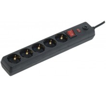 Удлинитель с сетевым фильтром 5х5м 16А СФ-05К-выкл. ПВС 3х1 черн. ИЭК WFP10-16-05-05-ZK-K02