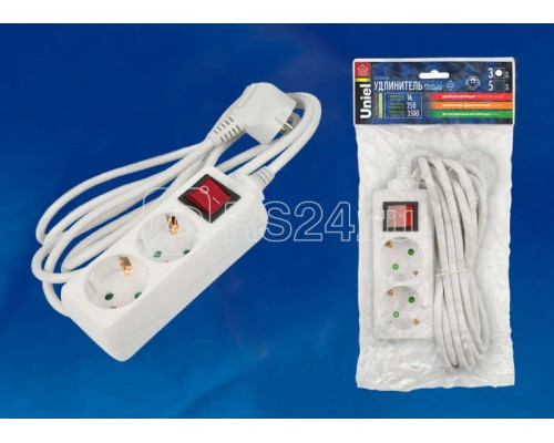 Удлинитель Стандарт S-GCD2-3B 2х3м с заземл. выкл. Uniel 02915