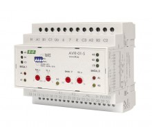 Устройство управления резервным питанием AVR-01-S (2 ввода; 2 нагрузки с секционным выключ. 35мм 3х400В+N 3х16А 3P IP20 монтаж на DIN-рейке) F&F EA04.006.002