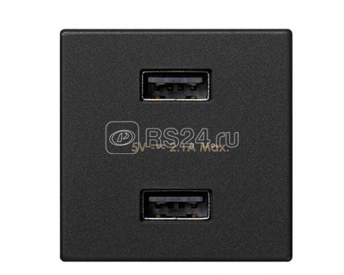 Устройство зарядное 2хUSB К45 5В 2.1А графит Simon K126E-14