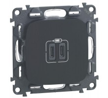 Устройство зарядное Valena Allure с 2-мя USB-разъемами тип C-тип C 240В/5В 3000мА с лиц. панелью антрацит Leg 755348