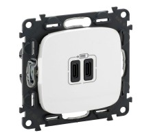 Устройство зарядное Valena Allure с 2-мя USB-разъемами тип C-тип C 240В/5В 3000мА с лиц. панелью бел. Leg 755345