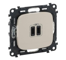 Устройство зарядное Valena Allure с 2-мя USB-разъемами тип C-тип C 240В/5В 3000мА с лиц. панелью сл. кость Leg 755346