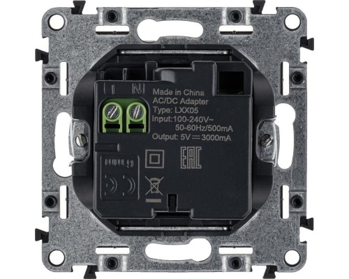 Устройство зарядное Valena Life с 2-мя USB-разъемами тип A-тип C 240В/5В 3000мА с лиц. панелью бел. Leg 753106