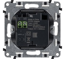 Устройство зарядное Valena Life с 2-мя USB-разъемами тип A-тип C 240В/5В 3000мА с лиц. панелью сл. кость Leg 753206