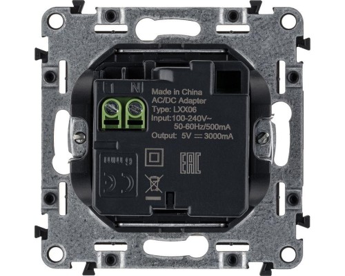 Устройство зарядное Valena Life с 2-мя USB-разъемами тип C-тип C 240В/5В 3000мА с лиц. панелью сл. кость Leg 753207