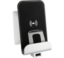 Устройство зарядное беспроводное Valena Life Qi 1А с дополнит. разъемом USB A 5В 2.4А Leg 753114