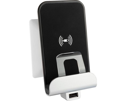 Устройство зарядное беспроводное Valena Life Qi 1А с дополнит. разъемом USB A 5В 2.4А Leg 753114