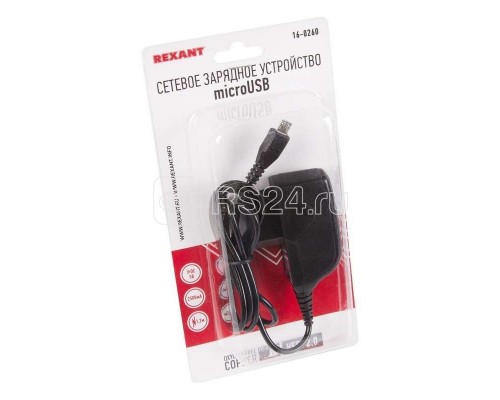 Устройство зарядное сетевое (СЗУ) microUSB 220В 5В 2500мA.ч шнур 1.2м черн. REXANT 16-0260