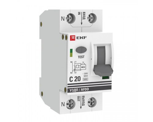 Устройство защиты от дугового пробоя 1P+N C 20А 6кА УЗДП PROxima EKF afdd-2-20C-pro